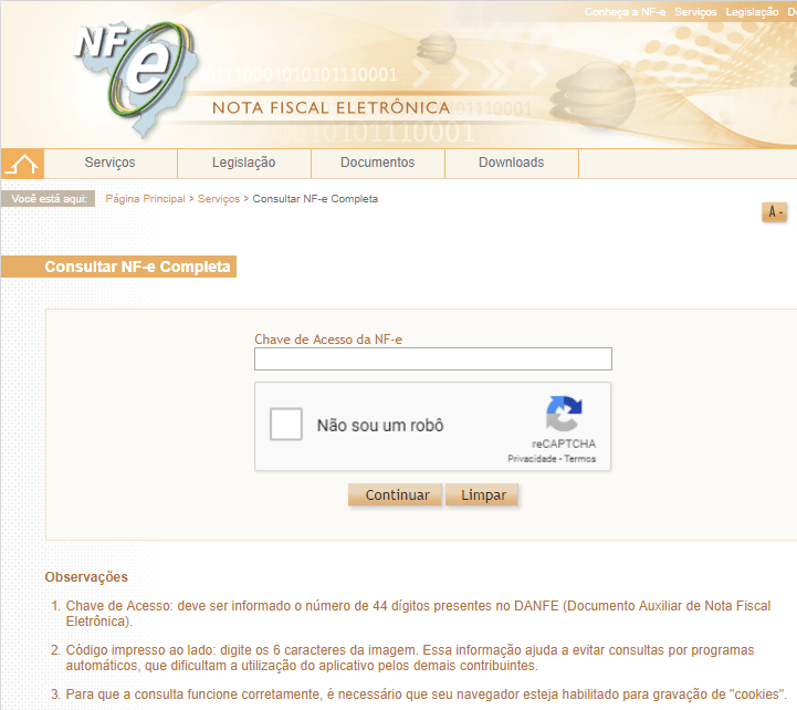 Consultar NF-e Chave de Acesso
