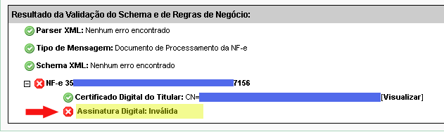 XML NF-e invalido