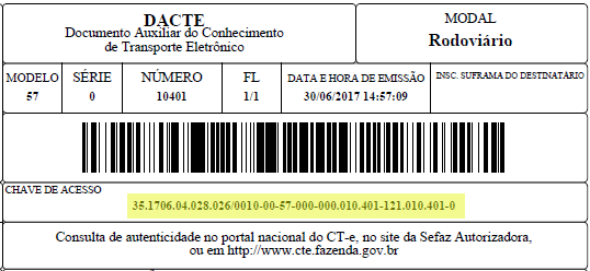 DACTE Chave de Acesso CT-e