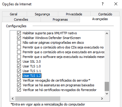 Seu sistema não atende aos requisitos de segurança - TLS 1.2 – Central de  Ajuda